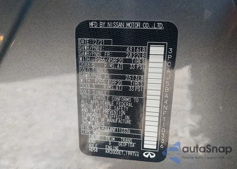 2022 Infiniti Qx50 Luxe from USA, damaged, VIN 3PCAJ5BA4NF110336